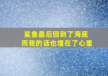 鲨鱼最后回到了海底 而我的话也埋在了心里